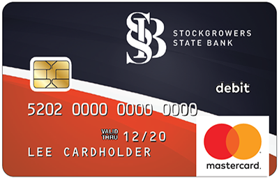 Red, white, and blue debit card